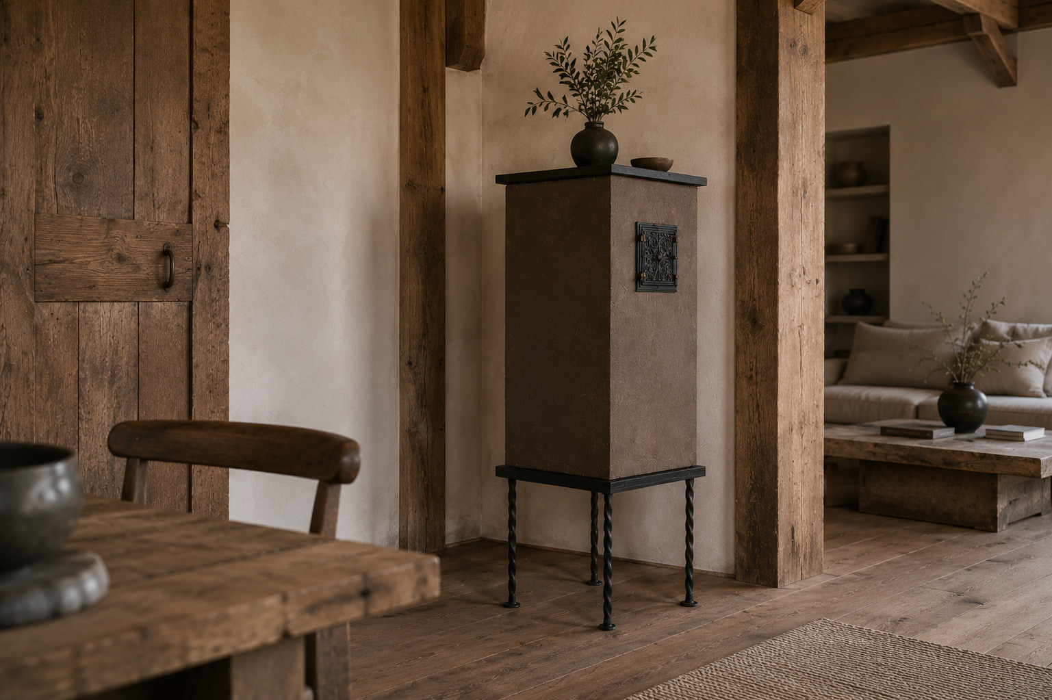 Stovolina Kachelofen im Schlafzimmer